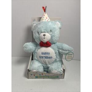 DreamGro Sing & Shine Blue Happy Birthday Bear Color Changing Light & Music NEW